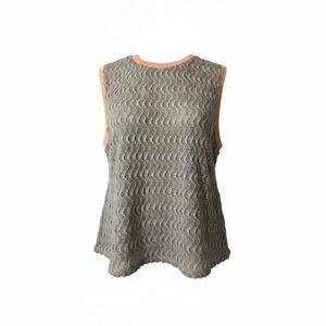 Incerun Blue Lace Mesh Tank Top | Size M | Cream Trim Sheer Y2K Layering